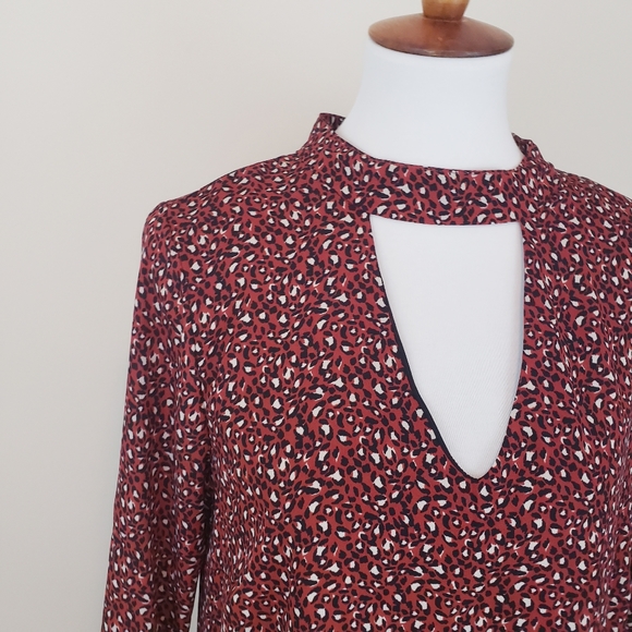 Bobeau Gigi Dress Black Red Brick Leopard Print - Picture 10 of 12